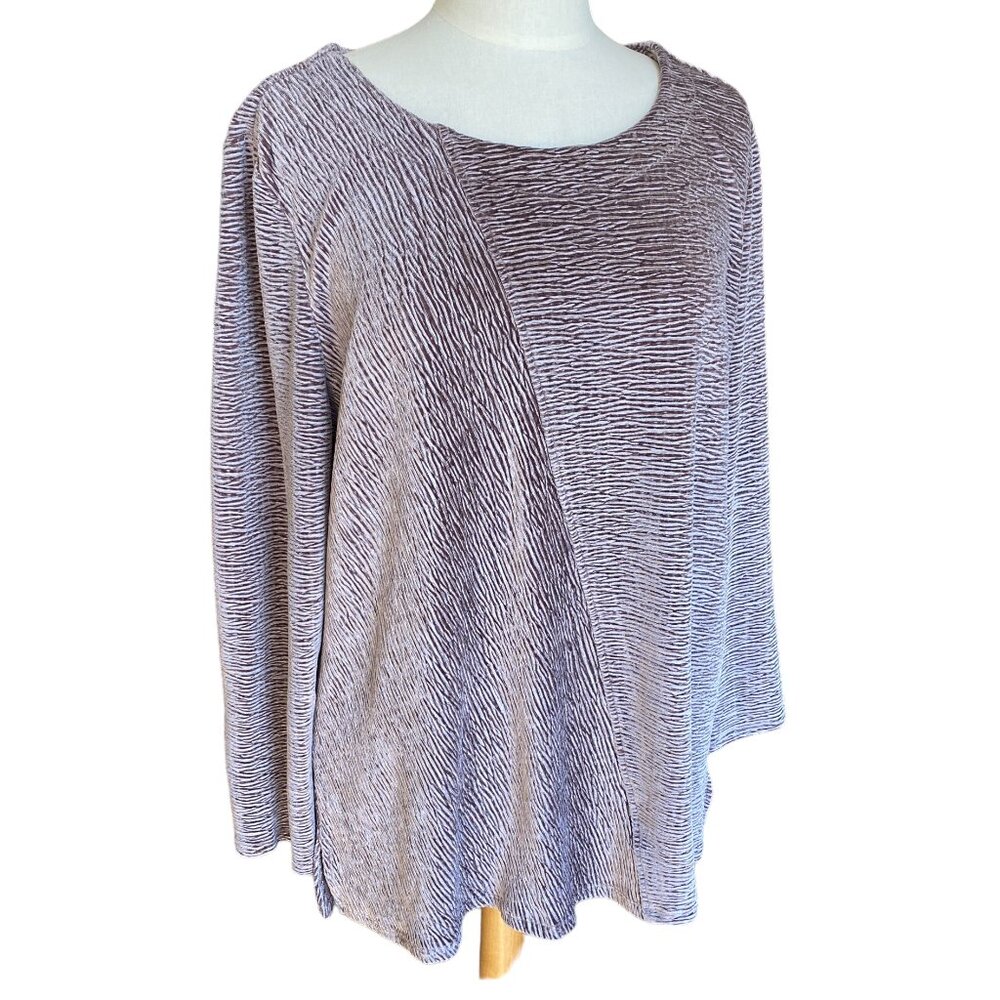 Habitat Patchwork Crinkle Velvet Top Champagne Taupe Bronze Tunic Lagenlook-XL